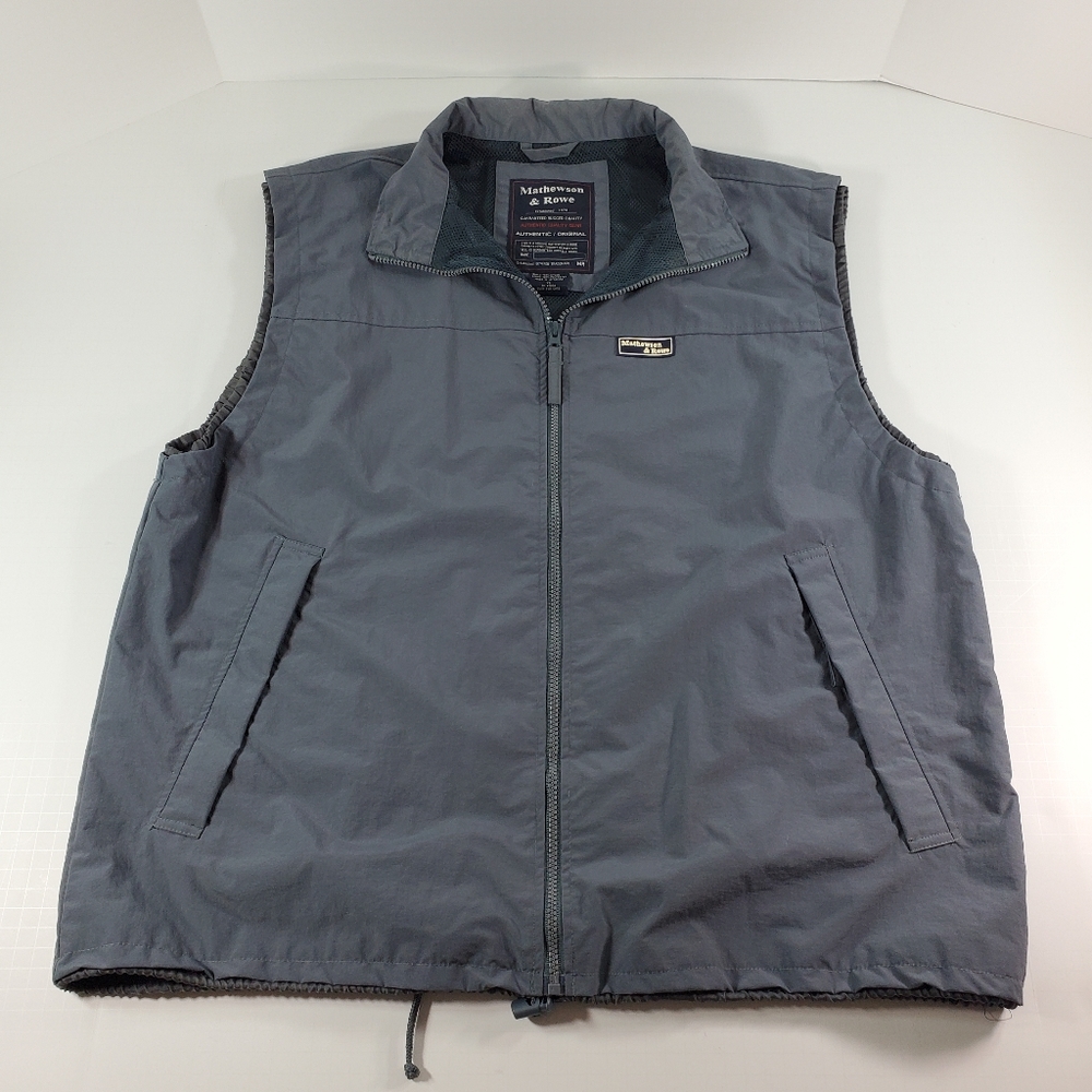 MATHEWSON & ROWE Mens Gray Sleeveless Vented Safari Fishing Hunting Vest XL